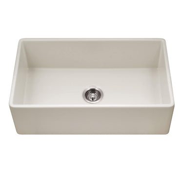 Houzer Platus 33 inch White Fireclay Apron Front Farmhouse Single Bowl Kitchen Sink